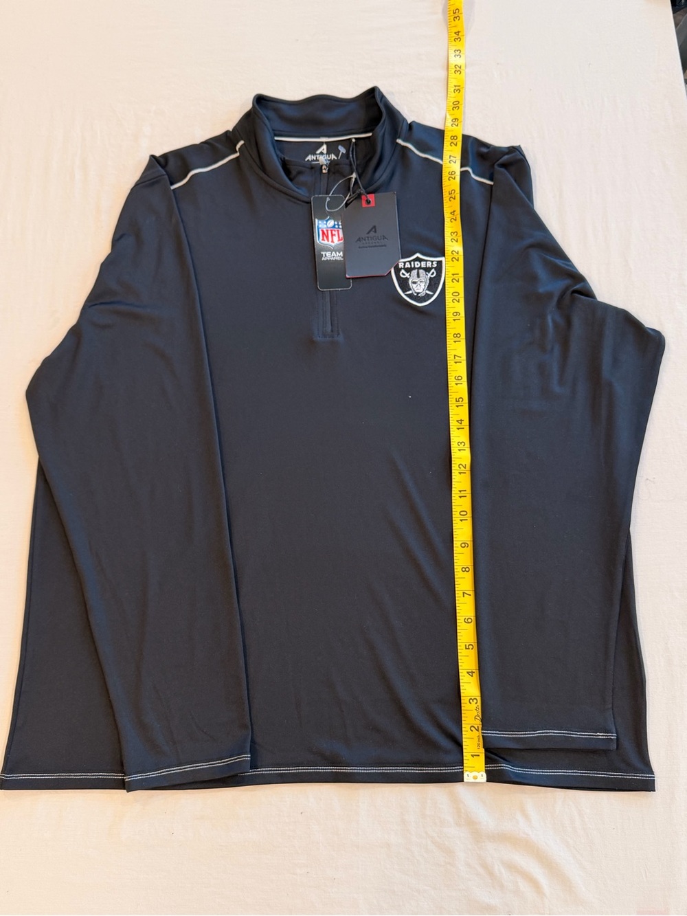Antigua Men’s Black Long-Sleeve Quarter-Zip with Raiders Logo